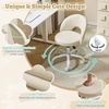 image:imageVINGLI Small Vanity Chair with Faux Fur Wheels for GirlsCute Adjustable Height Armless Office Desk Chair360Swivel Comfy Rolling for StudyMake up RoomSmall SpaceBlueLinen Light Yellow