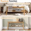 image:imageVINGLI Solid Wood Dining Bench 39 Wooden Bench for Entryway Bedroom Kitchen amp Living Room with Shoe Rack Storage WalnutLight Brown