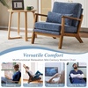 image:imageVINGLI Solid Wood Wide Armrests Accent Chair Set of 2Upholstered Mid Century Modern Chair with PillowFarmhouse Arm Chair Comfy Reading ChairChairs Living RoomBedroomGuest RoomTeddy FleeceKhakiDark Blue
