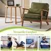 image:imageVINGLI Solid Wood Wide Armrests Accent Chair Set of 2Upholstered Mid Century Modern Chair with PillowFarmhouse Arm Chair Comfy Reading ChairChairs Living RoomBedroomGuest RoomTeddy FleeceKhakiGreen