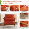 image:imageVINGLI Solid Wood Wide Armrests Accent Chair Set of 2Upholstered Mid Century Modern Chair with PillowFarmhouse Arm Chair Comfy Reading ChairChairs Living RoomBedroomGuest RoomTeddy FleeceKhakiBurnt Orange