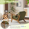 image:imageVINGLI Solid Wood Wide Armrests Accent Chair Set of 2Upholstered Mid Century Modern Chair with PillowFarmhouse Arm Chair Comfy Reading ChairChairs Living RoomBedroomGuest RoomTeddy FleeceKhakiGreen