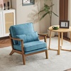 image:imageVINGLI Solid Wood Wide Armrests Accent Chair Set of 2Upholstered Mid Century Modern Chair with PillowFarmhouse Arm Chair Comfy Reading ChairChairs Living RoomBedroomGuest RoomTeddy FleeceKhakiNavy Blue