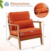 image:imageVINGLI Solid Wood Wide Armrests Accent Chair Set of 2Upholstered Mid Century Modern Chair with PillowFarmhouse Arm Chair Comfy Reading ChairChairs Living RoomBedroomGuest RoomTeddy FleeceKhakiBurnt Orange