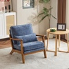 image:imageVINGLI Solid Wood Wide Armrests Accent Chair Set of 2Upholstered Mid Century Modern Chair with PillowFarmhouse Arm Chair Comfy Reading ChairChairs Living RoomBedroomGuest RoomTeddy FleeceKhakiDark Blue