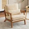 image:imageVINGLI Solid Wood Wide Armrests Accent Chair Set of 2Upholstered Mid Century Modern Chair with PillowFarmhouse Arm Chair Comfy Reading ChairChairs Living RoomBedroomGuest RoomTeddy FleeceKhakiKhaki