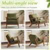 image:imageVINGLI Solid Wood Wide Armrests Accent Chair Set of 2Upholstered Mid Century Modern Chair with PillowFarmhouse Arm Chair Comfy Reading ChairChairs Living RoomBedroomGuest RoomTeddy FleeceKhakiGreen