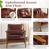 image:imageVINGLI Solid Wood Wide Armrests Accent Chair Set of 2Upholstered Mid Century Modern Chair with PillowFarmhouse Arm Chair Comfy Reading ChairChairs Living RoomBedroomGuest RoomTeddy FleeceKhakiEspresso