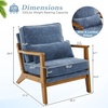 image:imageVINGLI Solid Wood Wide Armrests Accent Chair Set of 2Upholstered Mid Century Modern Chair with PillowFarmhouse Arm Chair Comfy Reading ChairChairs Living RoomBedroomGuest RoomTeddy FleeceKhakiDark Blue