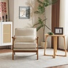 image:imageVINGLI Solid Wood Wide Armrests Accent Chair Set of 2Upholstered Mid Century Modern Chair with PillowFarmhouse Arm Chair Comfy Reading ChairChairs Living RoomBedroomGuest RoomTeddy FleeceKhakiBeige