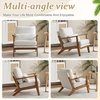 image:imageVINGLI Solid Wood Wide Armrests Accent Chair Set of 2Upholstered Mid Century Modern Chair with PillowFarmhouse Arm Chair Comfy Reading ChairChairs Living RoomBedroomGuest RoomTeddy FleeceKhakiWhite