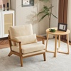 image:imageVINGLI Solid Wood Wide Armrests Accent Chair Set of 2Upholstered Mid Century Modern Chair with PillowFarmhouse Arm Chair Comfy Reading ChairChairs Living RoomBedroomGuest RoomTeddy FleeceKhakiKhaki