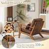image:imageVINGLI Solid Wood Wide Armrests Accent Chair Set of 2Upholstered Mid Century Modern Chair with PillowFarmhouse Arm Chair Comfy Reading ChairChairs Living RoomBedroomGuest RoomTeddy FleeceKhakiRustic