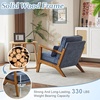 image:imageVINGLI Solid Wood Wide Armrests Accent Chair Set of 2Upholstered Mid Century Modern Chair with PillowFarmhouse Arm Chair Comfy Reading ChairChairs Living RoomBedroomGuest RoomTeddy FleeceKhakiDark Blue