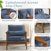 image:imageVINGLI Solid Wood Wide Armrests Accent Chair Set of 2Upholstered Mid Century Modern Chair with PillowFarmhouse Arm Chair Comfy Reading ChairChairs Living RoomBedroomGuest RoomTeddy FleeceKhakiDark Blue