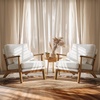 image:imageVINGLI Solid Wood Wide Armrests Accent Chair Set of 2Upholstered Mid Century Modern Chair with PillowFarmhouse Arm Chair Comfy Reading ChairChairs Living RoomBedroomGuest RoomTeddy FleeceKhakiWhite