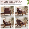 image:imageVINGLI Solid Wood Wide Armrests Accent Chair Set of 2Upholstered Mid Century Modern Chair with PillowFarmhouse Arm Chair Comfy Reading ChairChairs Living RoomBedroomGuest RoomTeddy FleeceKhakiEspresso