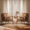 image:imageVINGLI Solid Wood Wide Armrests Accent Chair Set of 2Upholstered Mid Century Modern Chair with PillowFarmhouse Arm Chair Comfy Reading ChairChairs Living RoomBedroomGuest RoomTeddy FleeceKhakiRustic