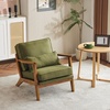 image:imageVINGLI Solid Wood Wide Armrests Accent Chair Set of 2Upholstered Mid Century Modern Chair with PillowFarmhouse Arm Chair Comfy Reading ChairChairs Living RoomBedroomGuest RoomTeddy FleeceKhakiGreen