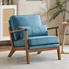 image:imageVINGLI Solid Wood Wide Armrests Accent Chair Set of 2Upholstered Mid Century Modern Chair with PillowFarmhouse Arm Chair Comfy Reading ChairChairs Living RoomBedroomGuest RoomTeddy FleeceKhakiNavy Blue