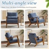image:imageVINGLI Solid Wood Wide Armrests Accent Chair Set of 2Upholstered Mid Century Modern Chair with PillowFarmhouse Arm Chair Comfy Reading ChairChairs Living RoomBedroomGuest RoomTeddy FleeceKhakiDark Blue