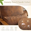 image:imageVINGLI Solid Wood Wide Armrests Accent Chair Set of 2Upholstered Mid Century Modern Chair with PillowFarmhouse Arm Chair Comfy Reading ChairChairs Living RoomBedroomGuest RoomTeddy FleeceKhakiRustic