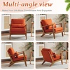 image:imageVINGLI Solid Wood Wide Armrests Accent Chair Set of 2Upholstered Mid Century Modern Chair with PillowFarmhouse Arm Chair Comfy Reading ChairChairs Living RoomBedroomGuest RoomTeddy FleeceKhakiBurnt Orange