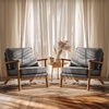 image:imageVINGLI Solid Wood Wide Armrests Accent Chair Set of 2Upholstered Mid Century Modern Chair with PillowFarmhouse Arm Chair Comfy Reading ChairChairs Living RoomBedroomGuest RoomTeddy FleeceKhakiDark Grey