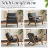 image:imageVINGLI Solid Wood Wide Armrests Accent Chair Set of 2Upholstered Mid Century Modern Chair with PillowFarmhouse Arm Chair Comfy Reading ChairChairs Living RoomBedroomGuest RoomTeddy FleeceKhakiDark Grey