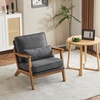 image:imageVINGLI Solid Wood Wide Armrests Accent Chair Set of 2Upholstered Mid Century Modern Chair with PillowFarmhouse Arm Chair Comfy Reading ChairChairs Living RoomBedroomGuest RoomTeddy FleeceKhakiDark Grey