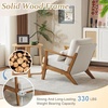 image:imageVINGLI Solid Wood Wide Armrests Accent Chair Set of 2Upholstered Mid Century Modern Chair with PillowFarmhouse Arm Chair Comfy Reading ChairChairs Living RoomBedroomGuest RoomTeddy FleeceKhakiWhite