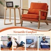 image:imageVINGLI Solid Wood Wide Armrests Accent Chair Set of 2Upholstered Mid Century Modern Chair with PillowFarmhouse Arm Chair Comfy Reading ChairChairs Living RoomBedroomGuest RoomTeddy FleeceKhakiBurnt Orange