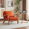 image:imageVINGLI Solid Wood Wide Armrests Accent Chair Set of 2Upholstered Mid Century Modern Chair with PillowFarmhouse Arm Chair Comfy Reading ChairChairs Living RoomBedroomGuest RoomTeddy FleeceKhakiBurnt Orange