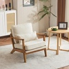 image:imageVINGLI Solid Wood Wide Armrests Accent Chair Set of 2Upholstered Mid Century Modern Chair with PillowFarmhouse Arm Chair Comfy Reading ChairChairs Living RoomBedroomGuest RoomTeddy FleeceKhakiBeige