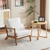 image:imageVINGLI Solid Wood Wide Armrests Accent Chair Set of 2Upholstered Mid Century Modern Chair with PillowFarmhouse Arm Chair Comfy Reading ChairChairs Living RoomBedroomGuest RoomTeddy FleeceKhakiWhite