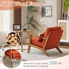 image:imageVINGLI Solid Wood Wide Armrests Accent Chair Set of 2Upholstered Mid Century Modern Chair with PillowFarmhouse Arm Chair Comfy Reading ChairChairs Living RoomBedroomGuest RoomTeddy FleeceKhakiBurnt Orange
