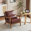 image:imageVINGLI Solid Wood Wide Armrests Accent Chair Set of 2Upholstered Mid Century Modern Chair with PillowFarmhouse Arm Chair Comfy Reading ChairChairs Living RoomBedroomGuest RoomTeddy FleeceKhakiEspresso