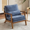 image:imageVINGLI Solid Wood Wide Armrests Accent Chair Set of 2Upholstered Mid Century Modern Chair with PillowFarmhouse Arm Chair Comfy Reading ChairChairs Living RoomBedroomGuest RoomTeddy FleeceKhakiDark Blue
