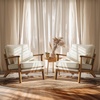 image:imageVINGLI Solid Wood Wide Armrests Accent Chair Set of 2Upholstered Mid Century Modern Chair with PillowFarmhouse Arm Chair Comfy Reading ChairChairs Living RoomBedroomGuest RoomTeddy FleeceKhakiBeige