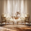 image:imageVINGLI Solid Wood Wide Armrests Accent Chair Set of 2Upholstered Mid Century Modern Chair with PillowFarmhouse Arm Chair Comfy Reading ChairChairs Living RoomBedroomGuest RoomTeddy FleeceKhakiKhaki