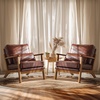 image:imageVINGLI Solid Wood Wide Armrests Accent Chair Set of 2Upholstered Mid Century Modern Chair with PillowFarmhouse Arm Chair Comfy Reading ChairChairs Living RoomBedroomGuest RoomTeddy FleeceKhakiEspresso