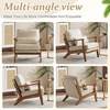 image:imageVINGLI Solid Wood Wide Armrests Accent Chair Set of 2Upholstered Mid Century Modern Chair with PillowFarmhouse Arm Chair Comfy Reading ChairChairs Living RoomBedroomGuest RoomTeddy FleeceKhakiBeige