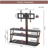 image:imageVINGLI Swivel Floor TV Stand with 3Tier Tempered Glass for 3265 Inch TVs Adjustable Entertainment Stand with Cable Management for Living Room Universal Corner TV Stand with Storage VESA 600x400mm