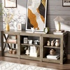 image:imageVINGLI TV Stand for 70 Inch TV Farmhouse Entertainment Center with Storage Mid Century Modern Media TV Console Table for Living Room Bedroom Gray Oak
