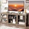 image:imageVINGLI TV Stand for 70 Inch TV Farmhouse Entertainment Center with Storage Mid Century Modern Media TV Console Table for Living Room Bedroom Gray Oak