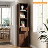 image:imageVINGLI Tall Corner Cabinet with Fluted Doors 68 Walnut Corner Storage Cabinet with Adjustable Shelves Freestanding Wood Corner Bookshelf for Bathroom Living Room amp Kitchen SpaceSavingDark Walnut
