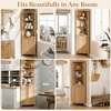 image:imageVINGLI Tall Corner Cabinet with Fluted Doors 68 Walnut Corner Storage Cabinet with Adjustable Shelves Freestanding Wood Corner Bookshelf for Bathroom Living Room amp Kitchen SpaceSavingNatural Oak