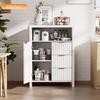 image:imageVINGLI Tall Corner Cabinet with Fluted Doors 68 Walnut Corner Storage Cabinet with Adjustable Shelves Freestanding Wood Corner Bookshelf for Bathroom Living Room amp Kitchen SpaceSavingCrisp White