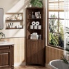 image:imageVINGLI Tall Corner Cabinet with Fluted Doors 68 Walnut Corner Storage Cabinet with Adjustable Shelves Freestanding Wood Corner Bookshelf for Bathroom Living Room amp Kitchen SpaceSavingDark Walnut
