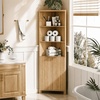 image:imageVINGLI Tall Corner Cabinet with Fluted Doors 68 Walnut Corner Storage Cabinet with Adjustable Shelves Freestanding Wood Corner Bookshelf for Bathroom Living Room amp Kitchen SpaceSavingNatural Oak